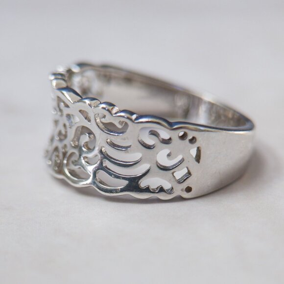 Sterling Openwork Scroll Band — Size 8 - Picture 4 of 13